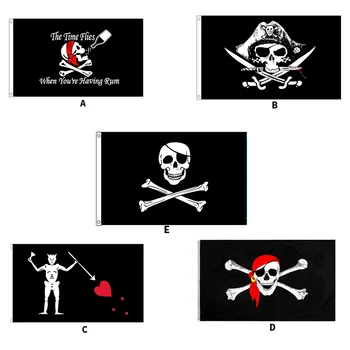 

Custom Jolly Roger Pirate Flag For Boat High Quality 3x5FT Advertising Dye Sublimation Printing