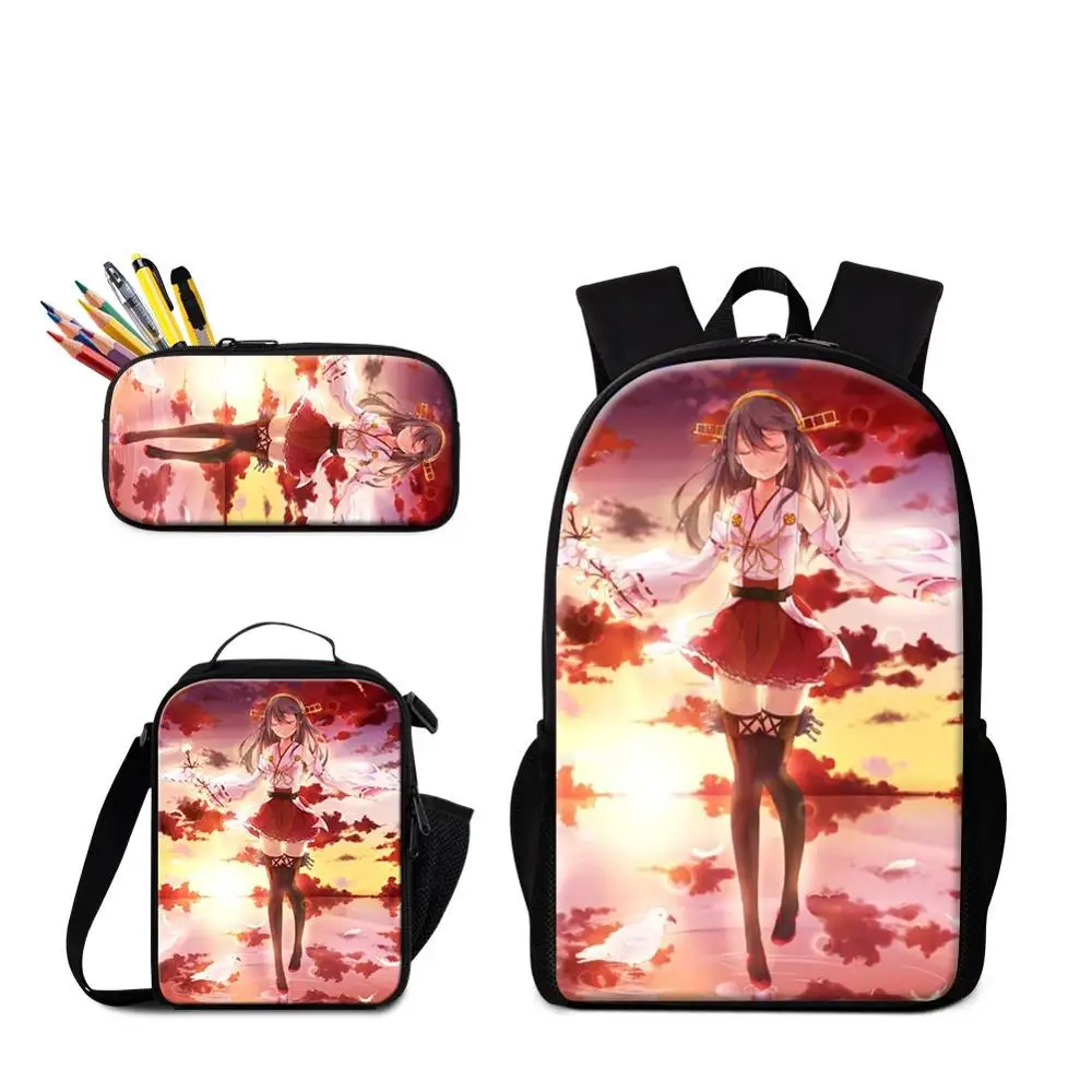 3 PCS Set27 Танцевальные балетные школьные сумки для девочек, набор из 3 предметов, детский модный рюкзак, Студенческая школьная сумка для еды, ланч, основной пенал, чехол, Sac A Dos - Цвет: 3 PCS Set27