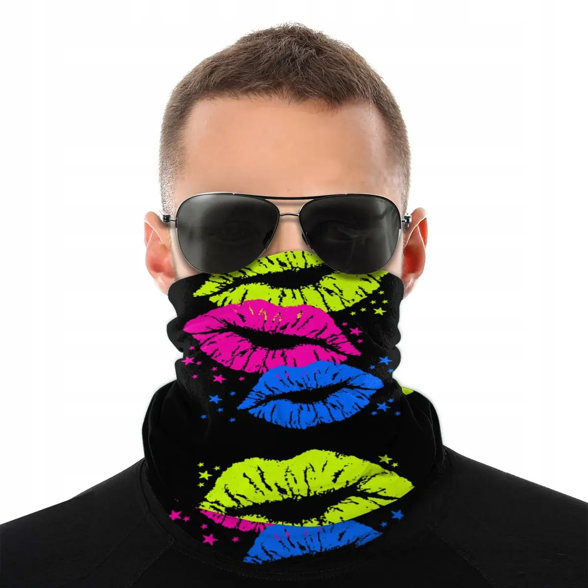 80s Retro Neon Lips Scarf Half Face Mask Unisex Fashion Tube Balaclava Bandana Dustproof Headband Outdoor Climbing |