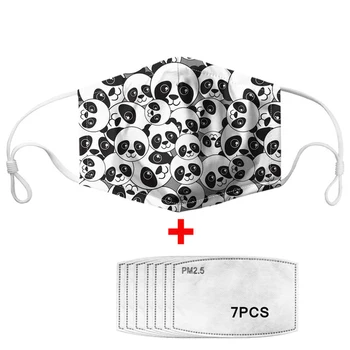 

Kawaii Cute Cartoon Pandas Design Kids High Elastic Reusable Mouth Muffle Women's Anti PM2.5 Bacterial Masques