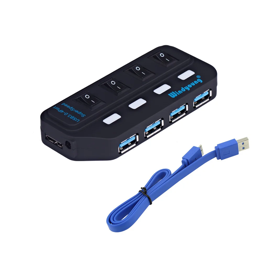 Usb-концентратор 3,0 Мульти USB 3,0 usb-хаб высокоскоростной 4/7 портов Hab USB 3,0 Hab с адаптером питания для ПК Компьютерные аксессуары - Цвет: 4 Port USB 3.0 HUB