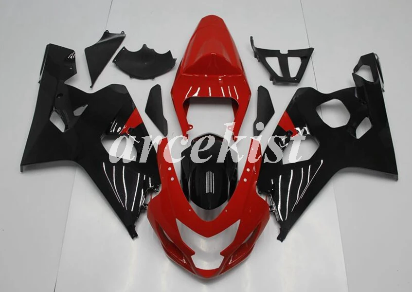 

New ABS Motorcycle Injection Full Fairings Kit Fit for Suzuki GSX-R600 GSX-R750 K4 2004 2005 04 05 Bodywork set Red black glossy