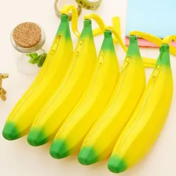 

New Cute Banana Coin Purse Pencil Case Portable Novelty Silicone Pen Bag Wallet pouch Coin Purses Childen Gifts