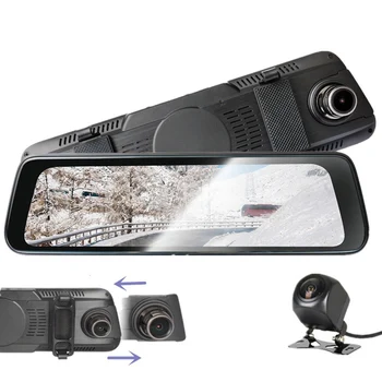 

10'' DVR Full HD 1080P Dual Lens Car Front & Rear Camera Driving Video Recorder Rearview Mirror Dash Cam Registrar Night Vision