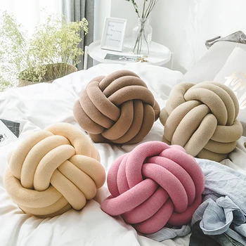 

New year Handmade knotted pillow personalized ball pillow case Cotton 25-30cm cushion cover Lumbar pillow Home decoration pillow