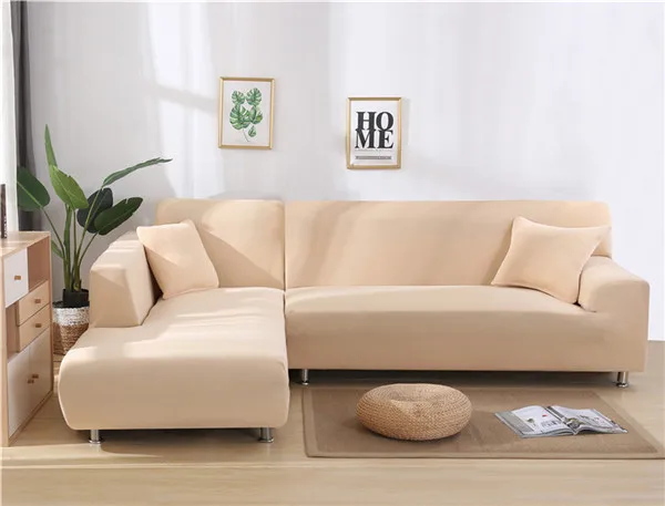 Beige Шезлонг Диван стрейч гостиная диване чехол чехлов необходимо заказать 2 шт. диван-чехол для г-образного секционного угла - Цвет: Beige