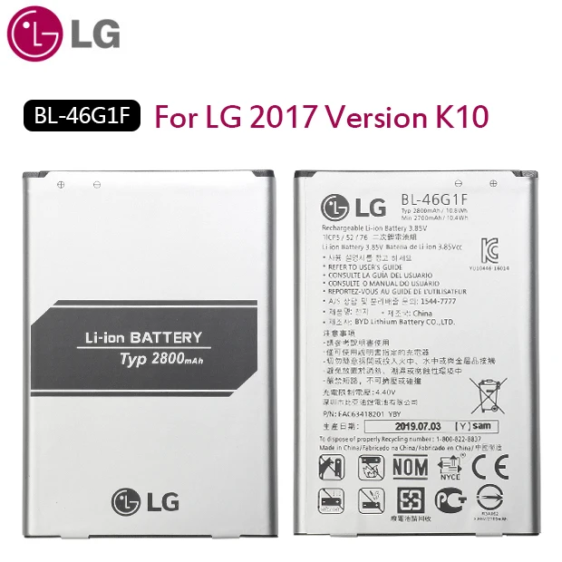 

LG Original Phone Battery BL-46G1F For LG 2017 Version K10 Replacement Phone Batteries 2800mAh