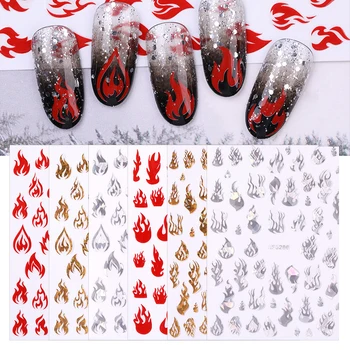 

10 Sheet /Set DIY Red And Gold 3D Nail Sticker Self-adhesive DIY Sticker Decals Tips Sport Manicure Nail Art Decals