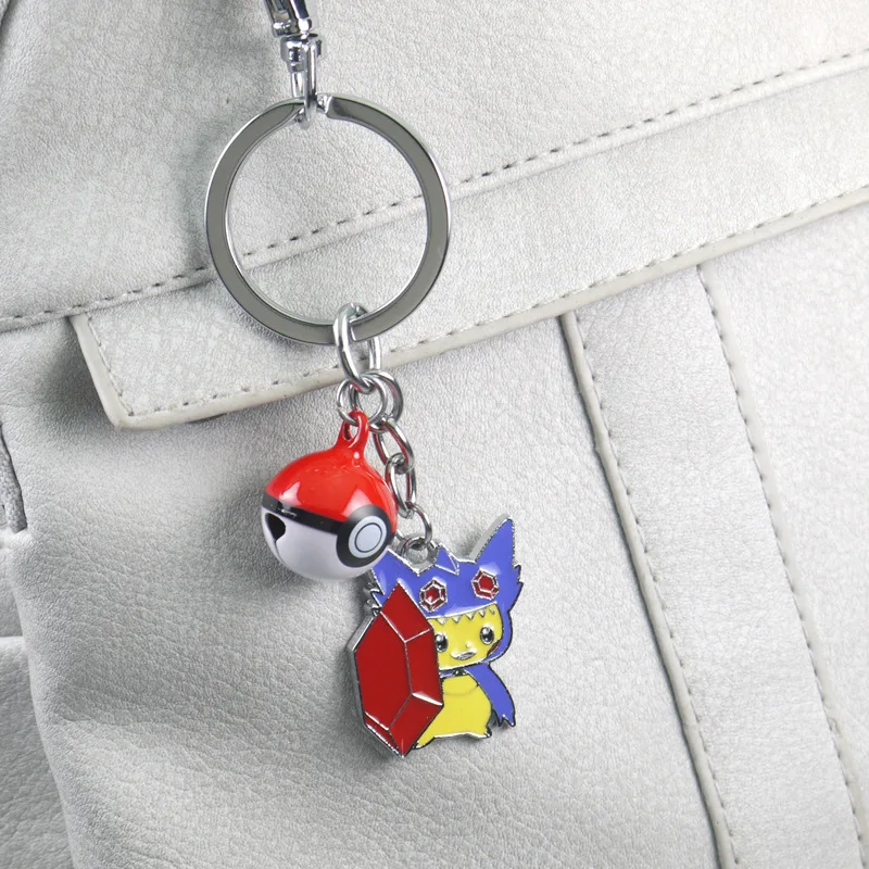 Покемон keychian Пикачу Sableye Ash Ketchum Косплей Audino Altaria Charizard металлический брелок с колокольчиком милый забавный мультфильм