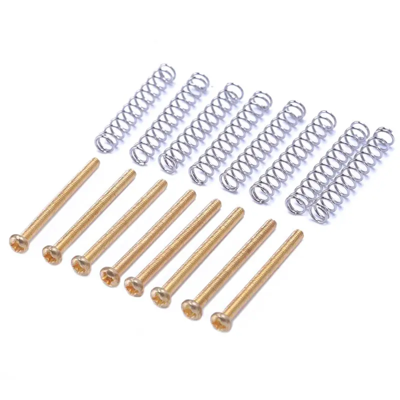 8 Pcs M3x30MM Electric Guitar Humbucker Pickup Adjust Height Screw and Springs - Gold
