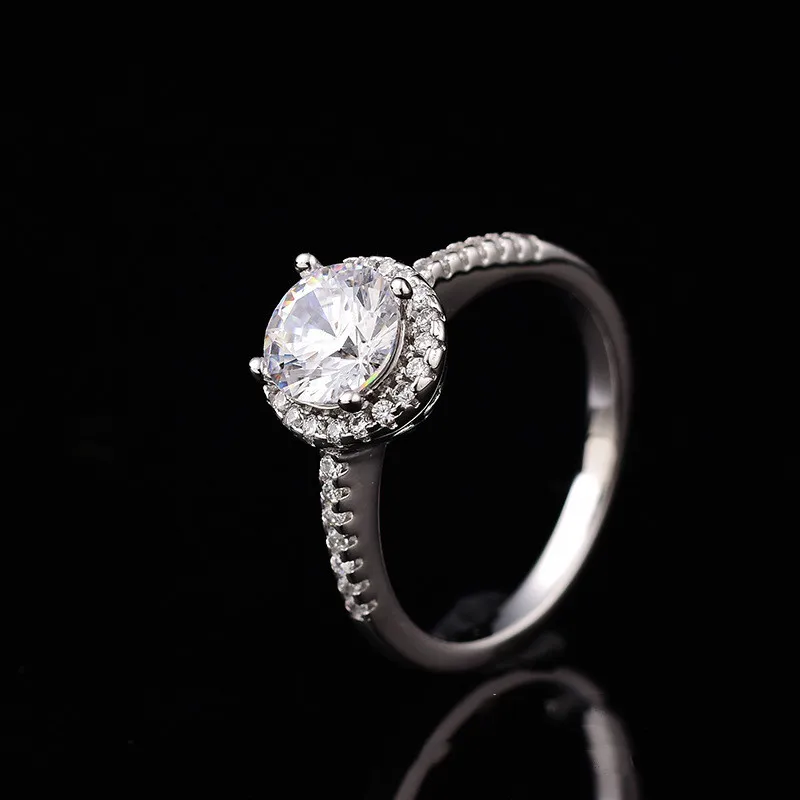 1ct карат муассанит D Цвет VVS1 ясность классические обручальные кольца для женщин 925 пробы серебро Платиновое Покрытие женские кольца