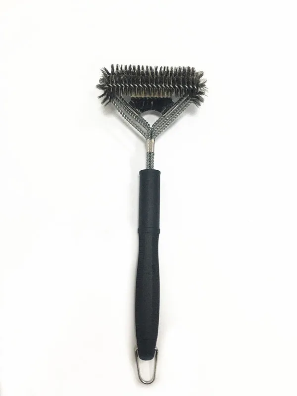 Three-layer Steel Wire Stainless Steel Grill Brush Barbecue Cleaning Brush Outdoor Portable Barbecue Camping BBQ Tool