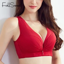 Женский бюстгальтер большого размера FallSweet, бюстгальтер без бретелек и косточек с глубоким V-образным вырезом, нижнее белье с широкими бретельками, бюстгальтеры размеров C, D с U-образным вырезом сзади