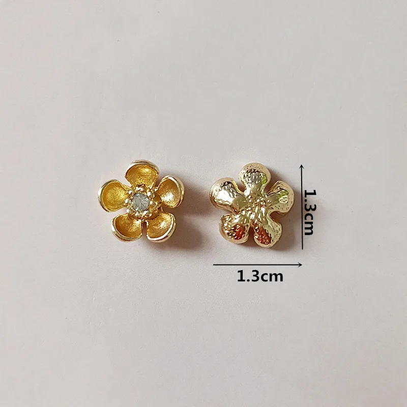 금속 합금 KC 금도금 꽃, 쥬얼리 제작용 DIY 수제 재료, 13mm, 30 개