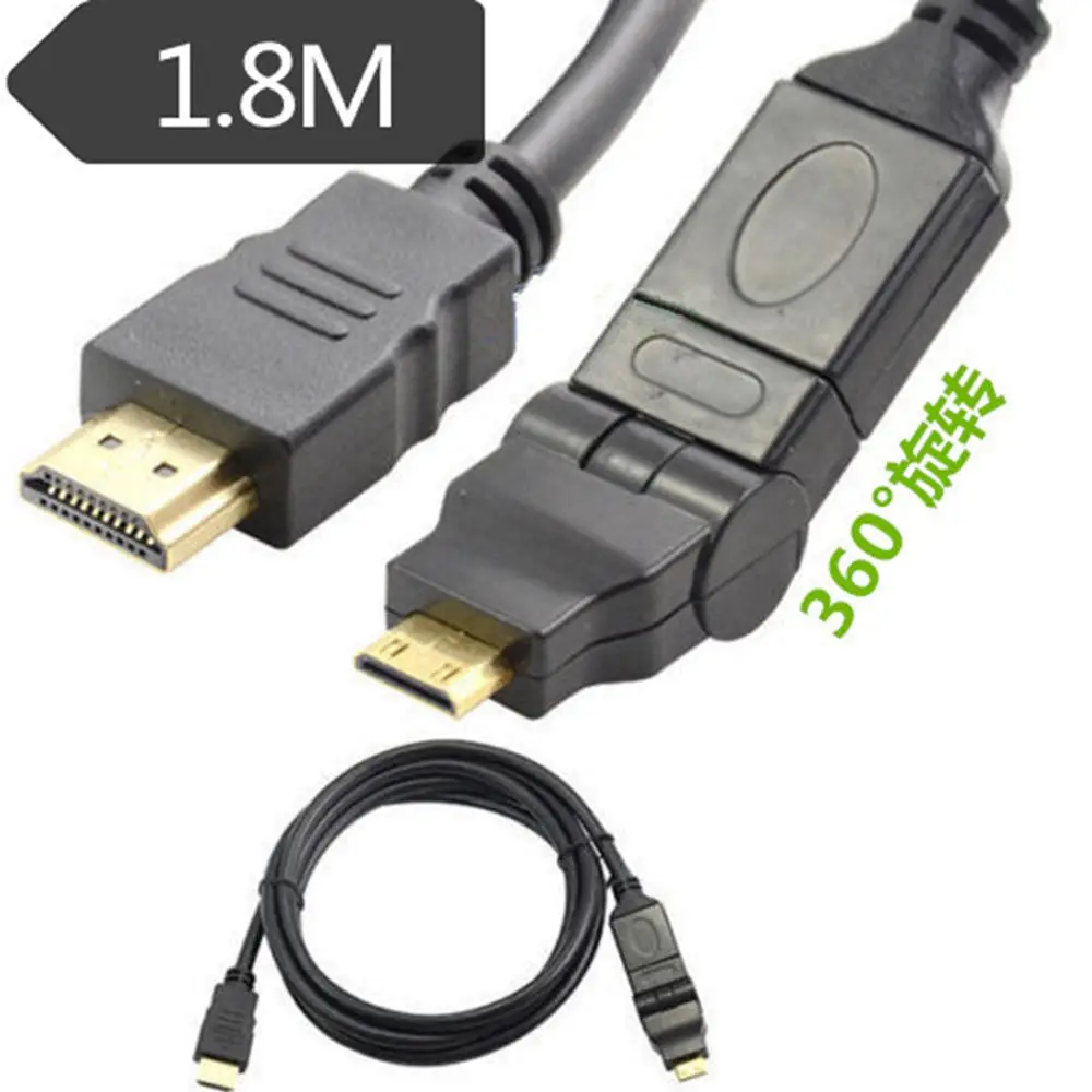 HDMI Mini 360 ° угол поворота папа адаптер расширенный кабельный провод 1080p|Кабели для