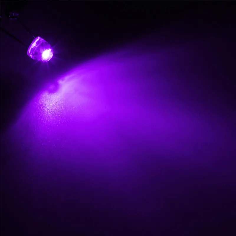 Purple 100 шт. 5 мм светодиодный Диод DIY Kit белый желтый красный синий зеленый фиолетовый соломенная шляпа Светодиодный широкоугольный светильник - Испускаемый цвет: Purple