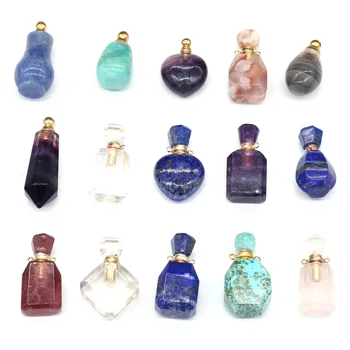

Natural stone Perfume Bottle Two-hole connection Pendant Exquisite Charms For Jewelry Making DIY Necklace Bracelet Accessories
