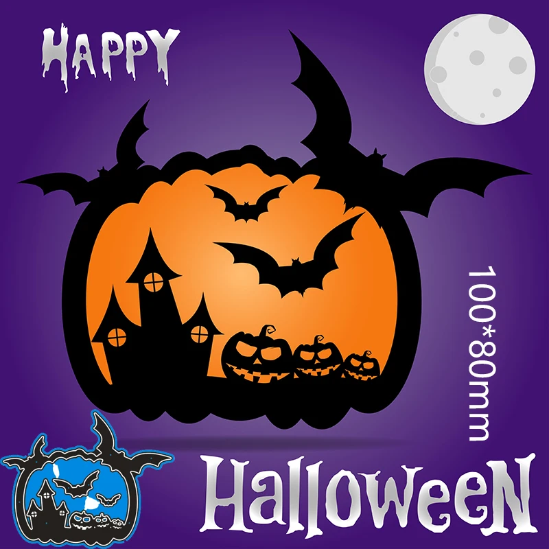 

New Metal Cutting Dies Happy Halloween Stencils For DIY Scrapbooking Paper Cards Craft Making Craft Decoration 100*80mm