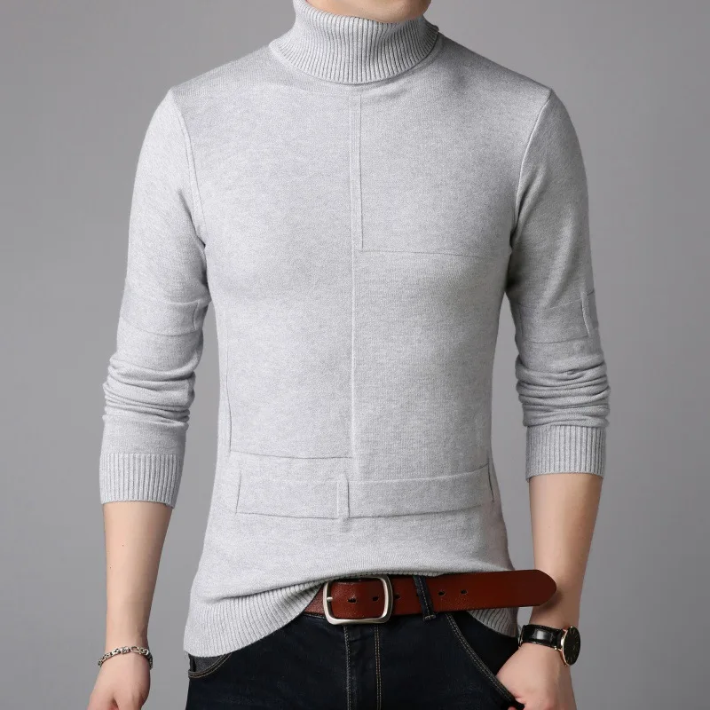 White Casual Turtleneck Sweater Men Pullovers Autumn Winter Fashion Thin  Sweater Solid Slim Fit Knitwear Long Sleeve Knitwear - AliExpress