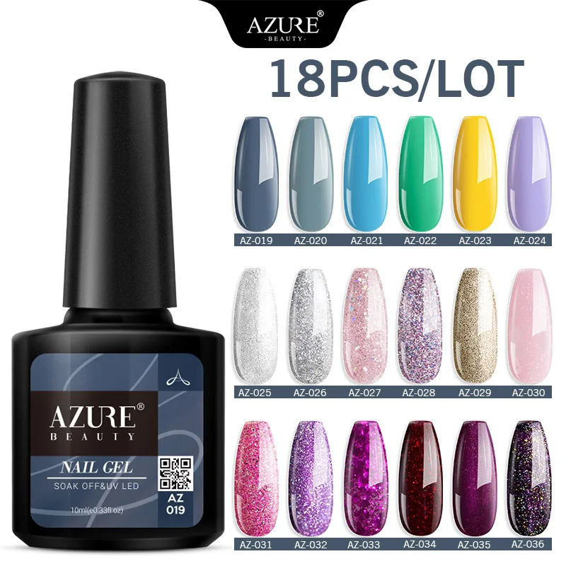 Azure Beauty 18 шт./лот 10 мл Гель-лак для ногтей светодиодная лампа набор отмачиваемый