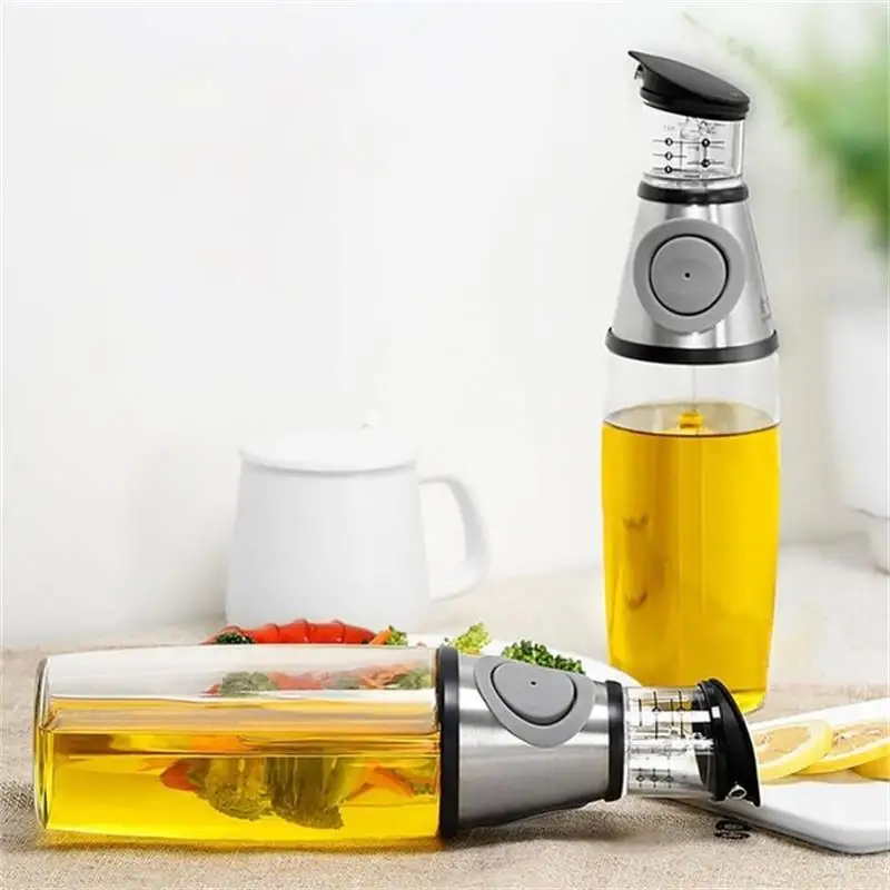 

500ML Olive Oil Dispenser Bottle With Measurements Health Pressure Oil Bottle Vinegar Cooking Oil Dispenser Measurable