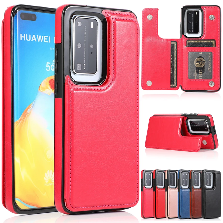 

Pop Up Double Button Flip Wallet Protection Case For Huawei P40 P40 Lite P40 Pro P30 Lite P30 Pro Mate 40/40 Lite/30/20 Lite/Pro