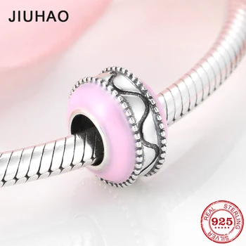 

Authentic 925 Sterling Silver bead pink Sweet afternoon tea Macaron chrms Fit Original JIUHAO Bracelet Jewelry making