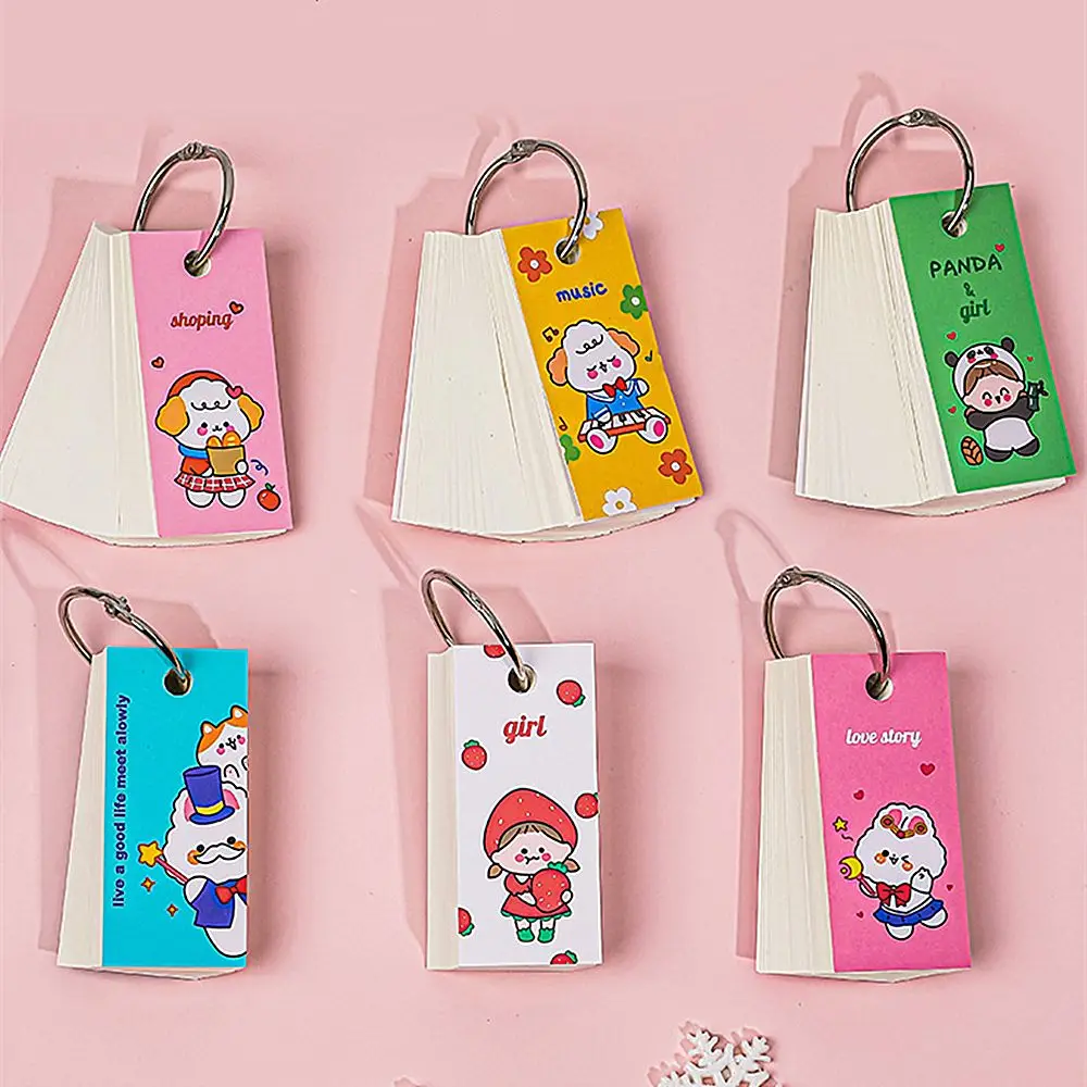 1PC Cute Cartoon Coil Mini Loose-Leaf Notebook Planner Portable Binding Memo Pad Kawaii School Office Supplies Stationery