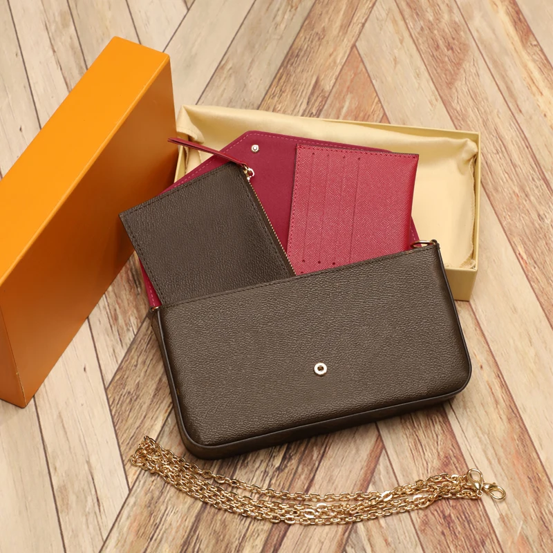 High Quality Shoulder Bag Metal Chain Women's Fashion Slant Bag With Card Bag Zipper Small Bag Brand Master Design With Gift Box