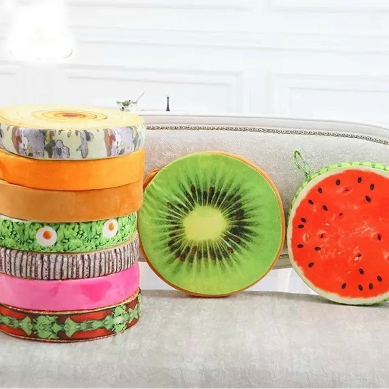 Creative Model 3D Fruit Cushion Watermelon Plush Toys Seat Cushion Kiwifruit Couch Pillow Birthday Gift