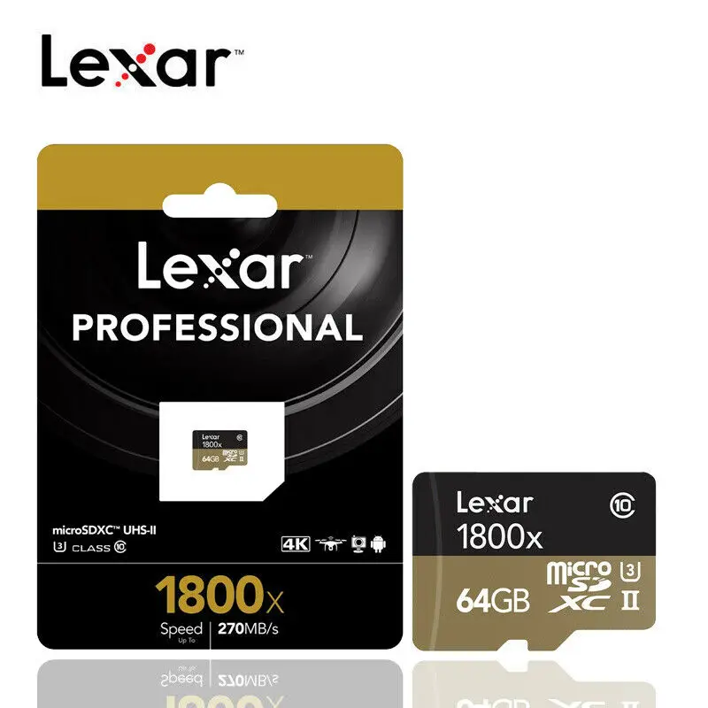 Высокая скорость! Lexar 1800x32 ГБ, 64 ГБ, Micro SDXC карты 270 МБ/с. U3 Профессиональный объемом памяти 32 Гб или 64 ГБ, Micro SD Карта памяти SDHC TF карты Class10