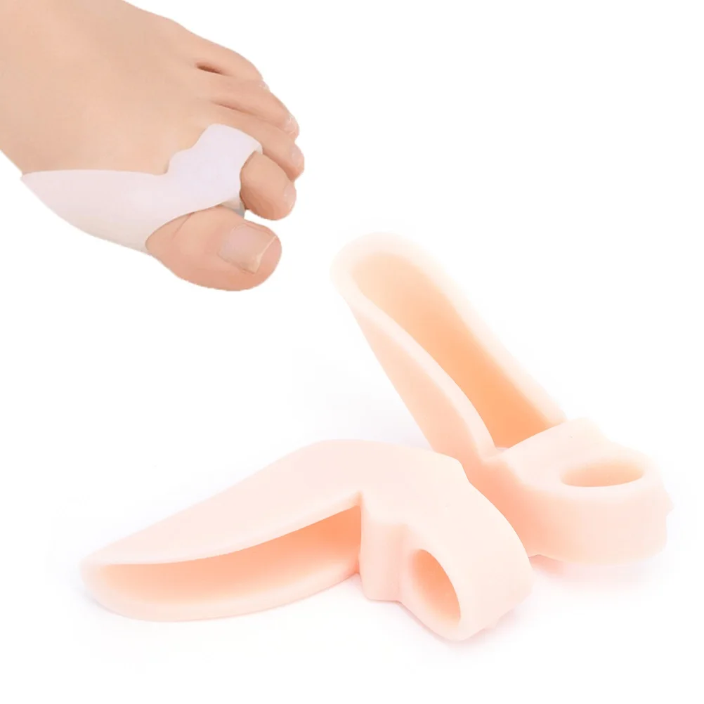 

New 1 Pair Silicone Gel Thumb Valgus Protector Bunion Adjuster Guard Foot Fingers Two Hole Hallux Valgus Toe Separator Foot Care