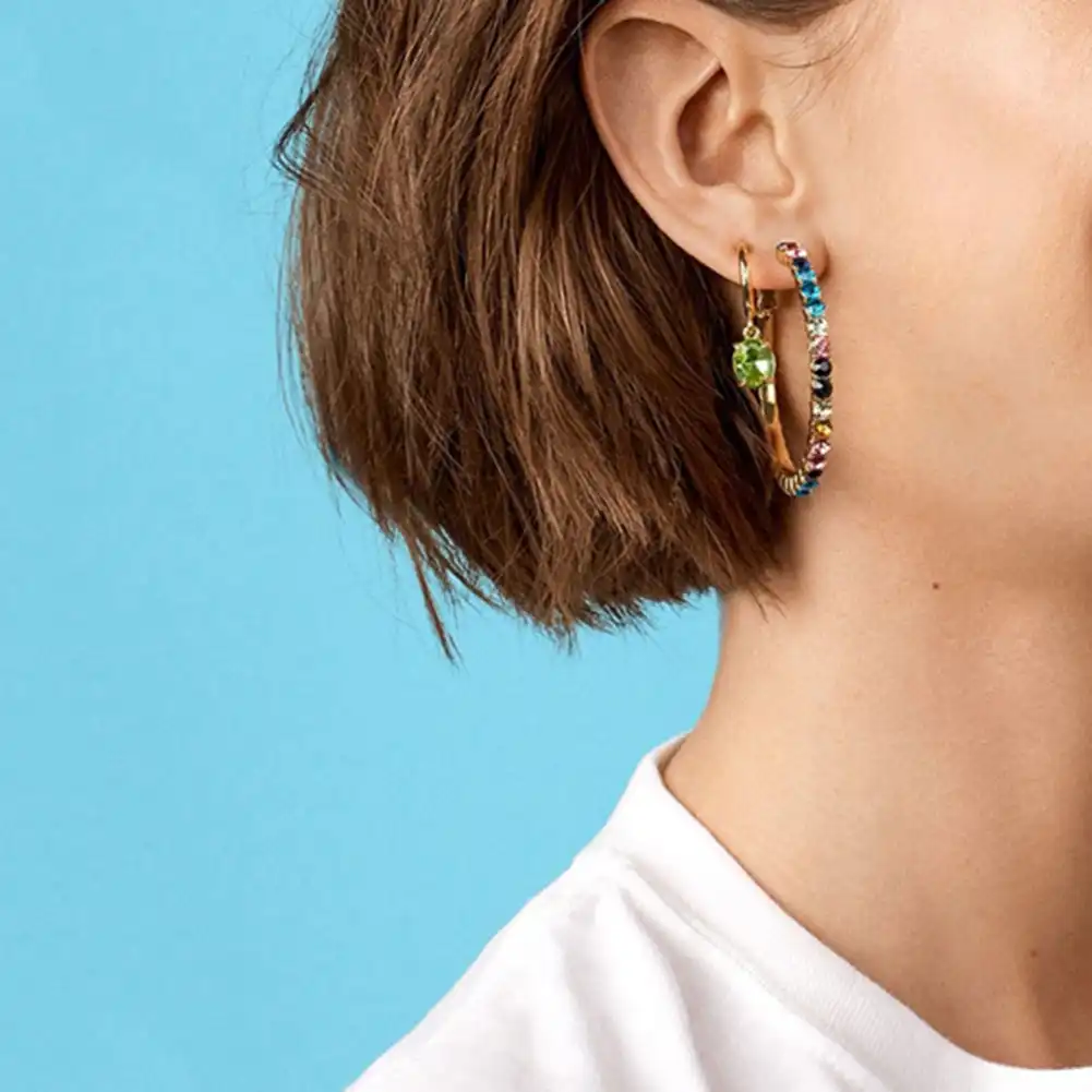 Модные женские Серьги Подвески Серьги-кольца ювелирные изделия женские круглые стразы Allo