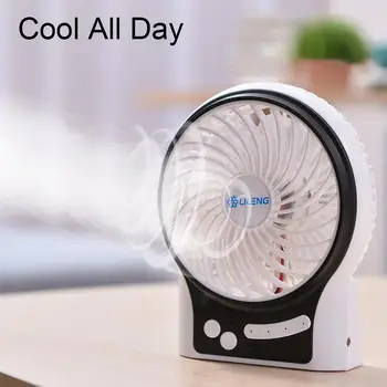 

Portable Mini USB Fan Hand Held Desk Air Cooler Silent Travel 18650 Cooler Fan Humidification Battery Light Fan LED Cooling Y0J6