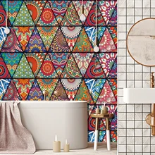 Moroccan Style Wall Sticker Vintage Art Waterproof Vinyl Peel Stick Tile Stickers Mandala Pattern Kitchen Bathroom DIY Decals Ho