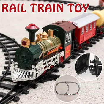 

Christmas Electric Rail Car Train Toy Children's Electric Toy Railway Train Set Racing Road Transportation Building Toys