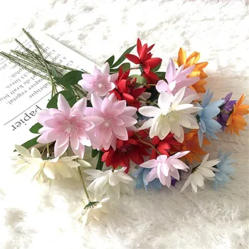 

10Pcs Fake Short Stem Mullein Lotus (5 heads/piece) 20.87" Length Simulation Anemone for Wedding Home Artificial Flowers