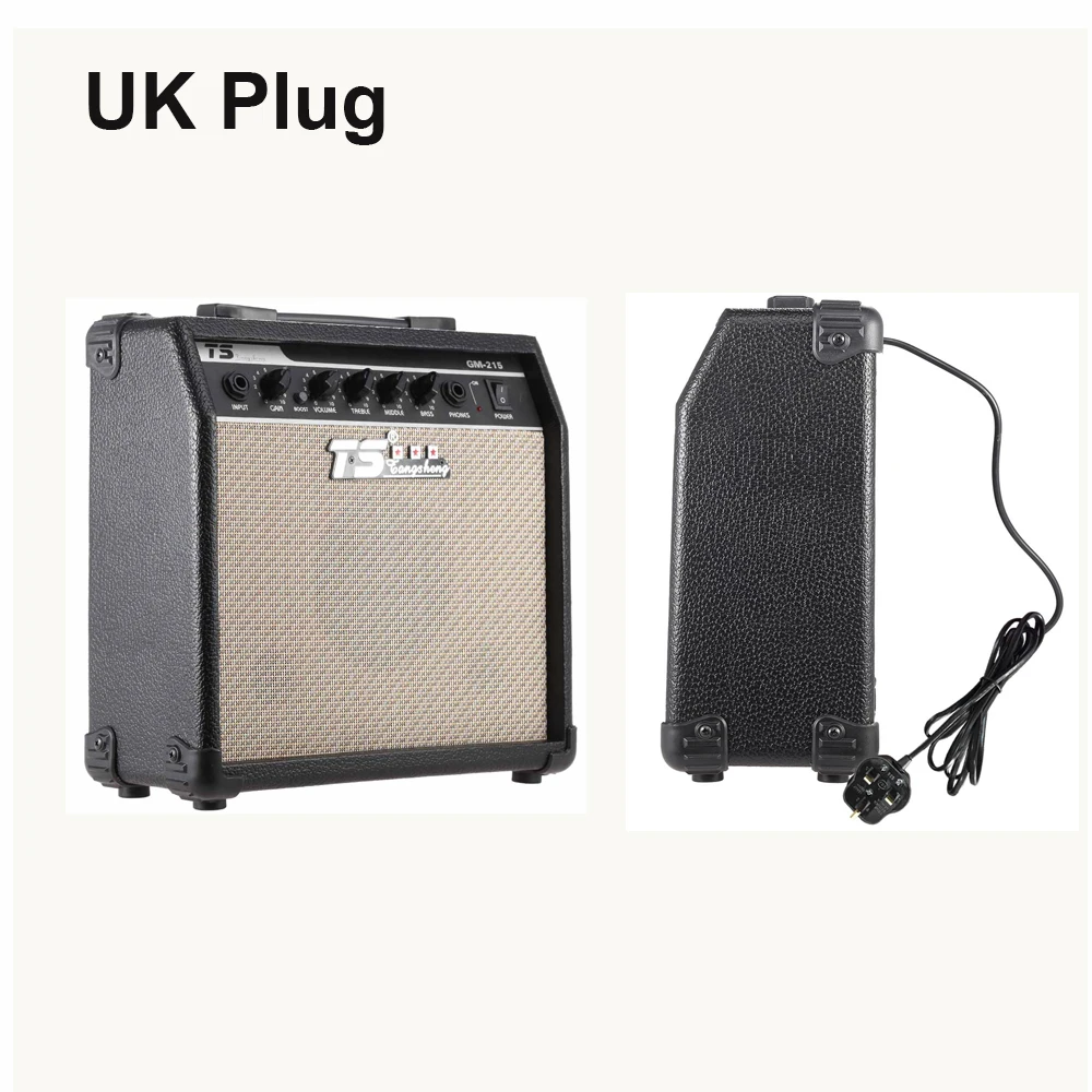 UK Plug Ammoon GM-215 15 Вт Электрогитары усилитель искажения с " Динамик 3-полосный для Управление ВЧ среднего гитара и бас-гитара - Цвет: UK Plug