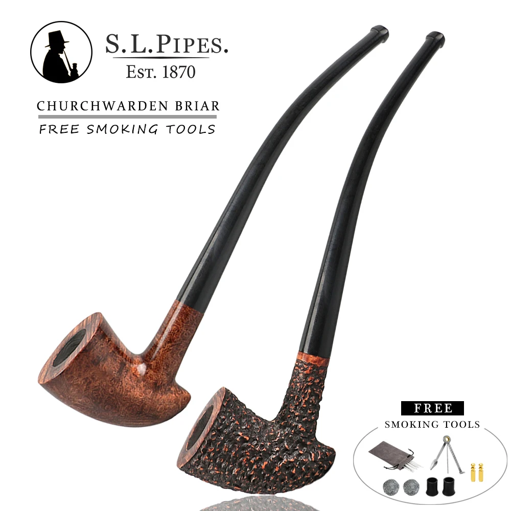 ξ Smoker Pipe Long Stem Briar Pipes Churchwarden Wooden Pipe with