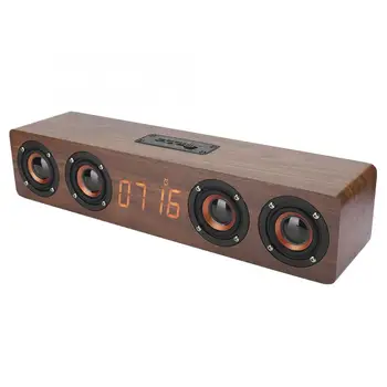 

Bluetooth Speaker W8C Wooden Strip Speaker with LED Clock Display FM Functions