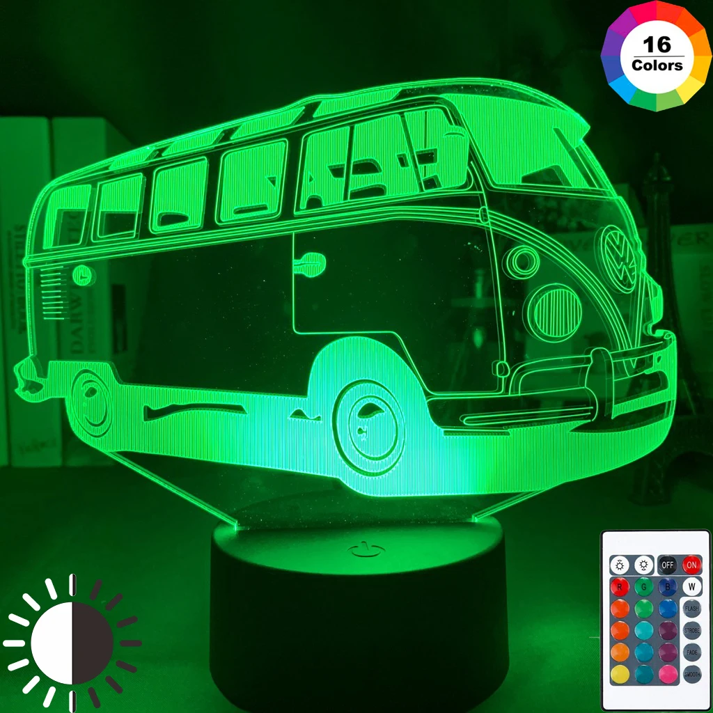 

3d Optical Baby Led Night Light Lamp School Bus for Kids Children's Room Decor Nightlight Rgb Touch Sensor Desk 3d Lamp Gift