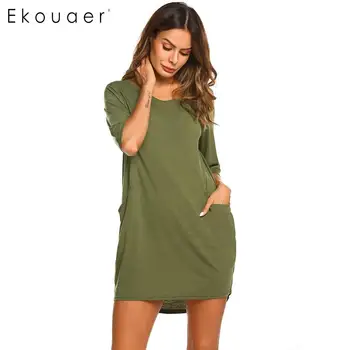 

None Women Fashion Casual Big Pockets Middle Sleeve Loose Height 176cm, Bust 86cm, Waist 61cm, Hip 93cm T-shirt