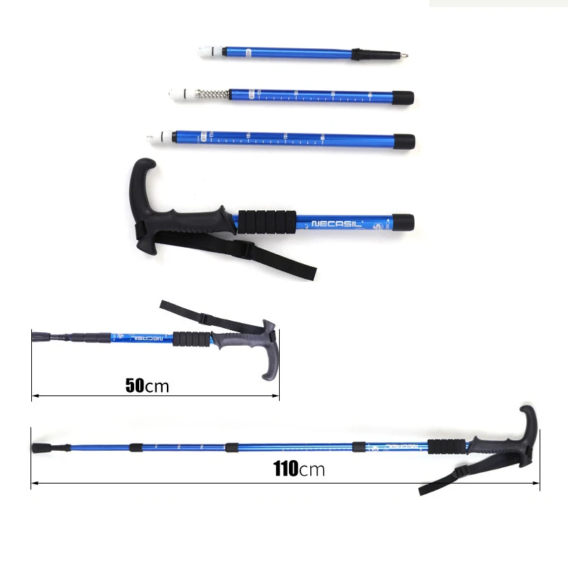 2pcs/lot T-handle Trekking Hiking Walking Stick Nordic Walking Cane Aluminum Ski Camping Telescopic Baton Outdoor