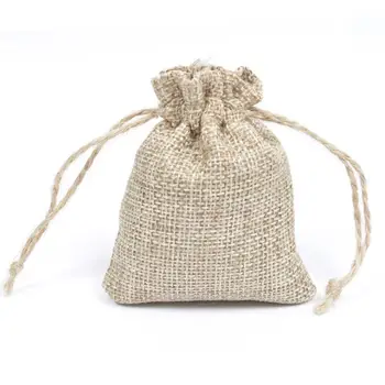 

Wholesale 8x11cm 50pcs mini Natural hemp Jute Bag Hessian Burlap Drawstring Gift Candy Beads packaging Bag