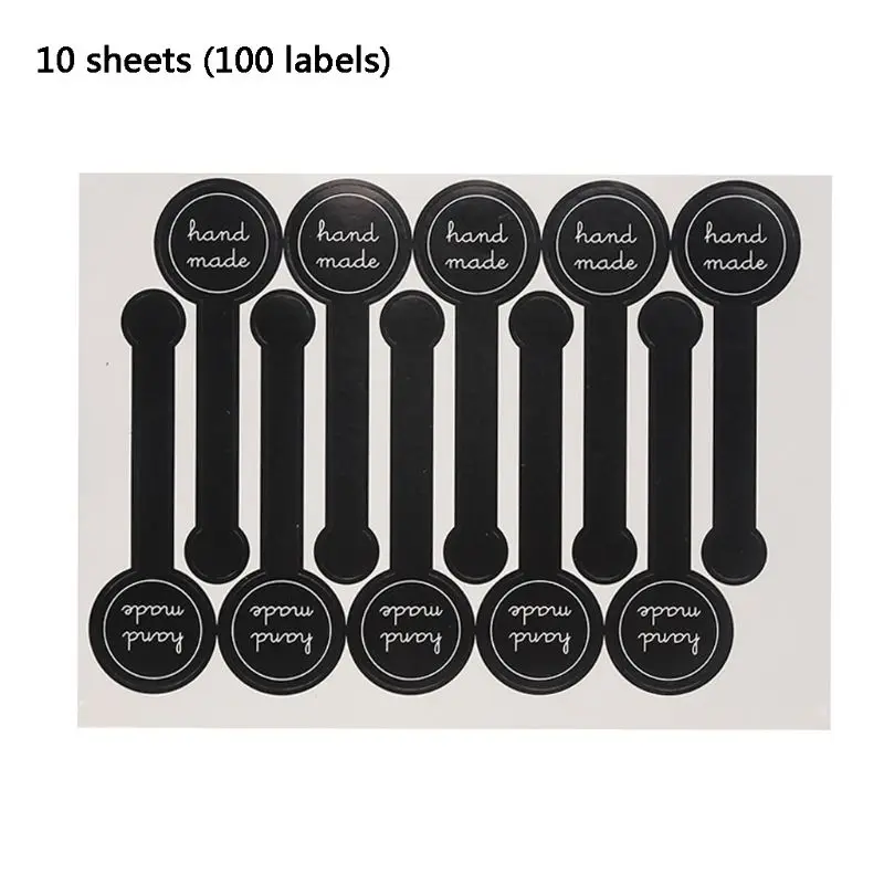 Long Style Handmade Stickers 100pcs Baking Gift Packaging
