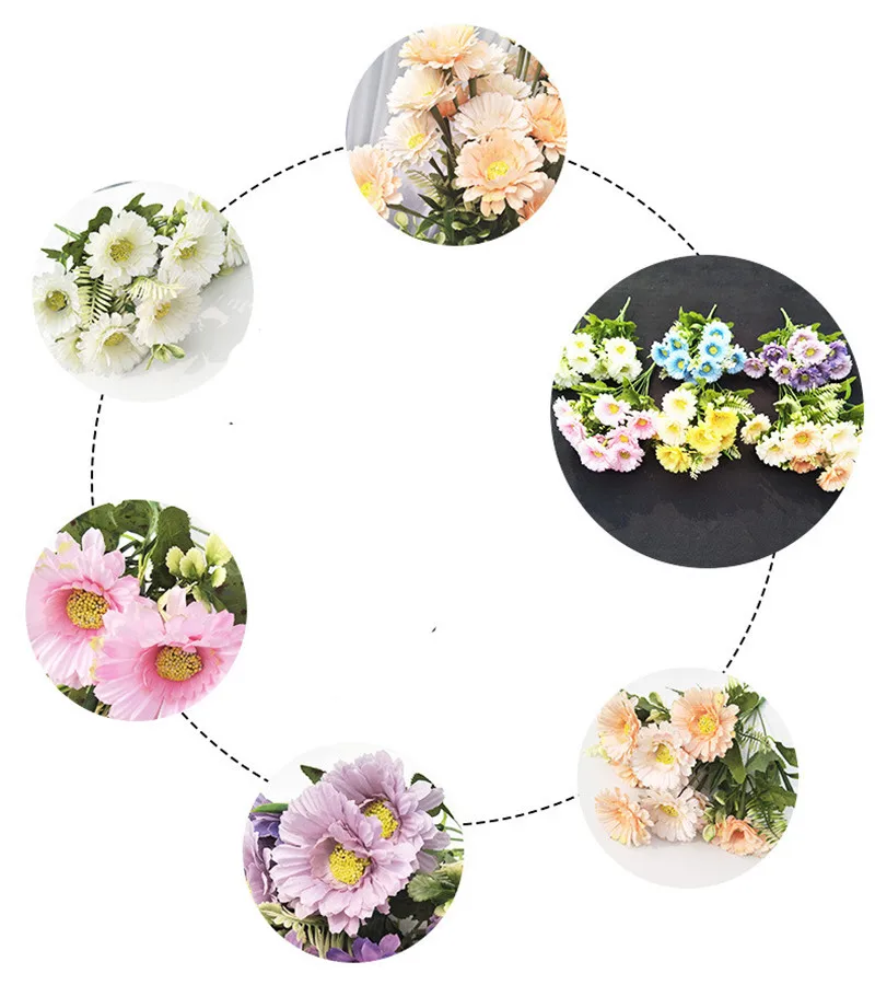 10Head Simulation Gerbera Bunches Home Wedding Decoration Flowers Artificial Flower Set Simulation Plant Pot QW74 (2)