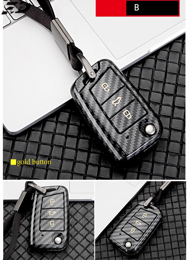 Carbon Fiber Car Key Remote Case Cover Holder Case For Volkswagen VW Golf 7 passat b6 mk7 Seat Ibiza Leon Altea Aztec For Skoda