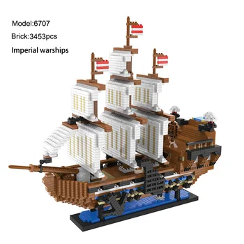 

3453pcs+ IMPERIAL FLAGSHIP Caribbean Pirate Ship Diamond Building Block Mirco Bricks Black Pearl Sea Cow Big Block Toys 6707