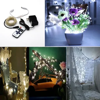 

5M 10M Silver LED String Lights DC12V1A with Remote Indoor Outdoor light for Christmas Festival Wedding Party Garland Decoration