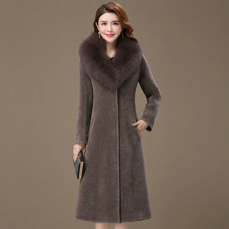 

Real Fur Coat Fox Fur Collar 100% Wool Jacket Korean Autumn Winter Coat Women Clothes 2020 Sheep Shearling Suede Lining ZT3676